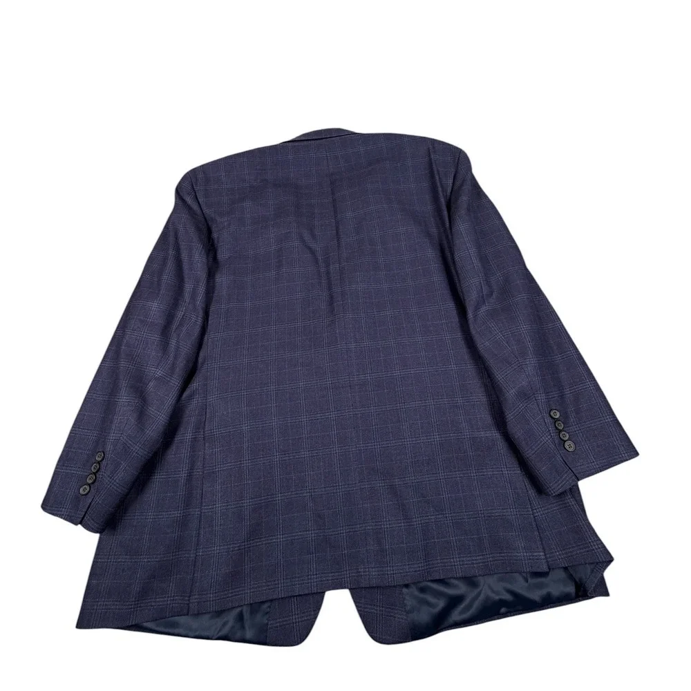 Ralph Lauren Windowpane Wool Silk Blazer Mens Blue Plaid 56R (54R)